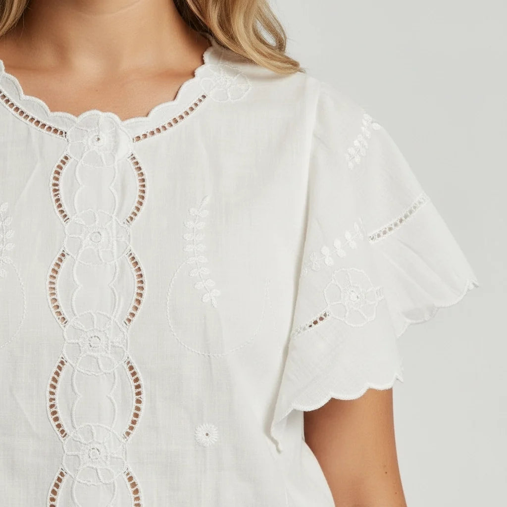 Relaxed Fit Broderie Blouse