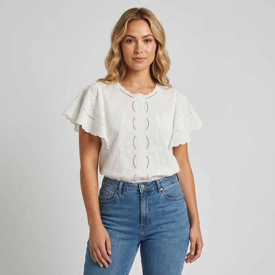 Relaxed Fit Broderie Blouse