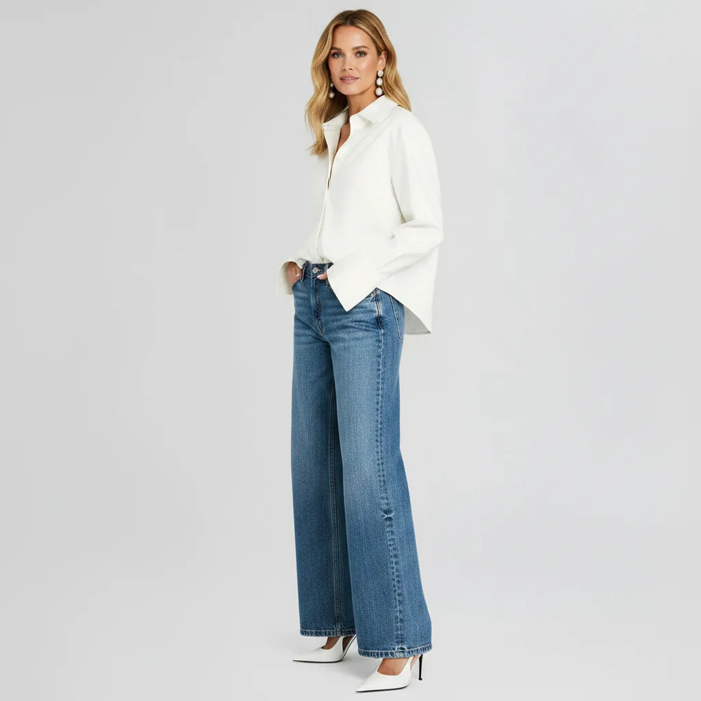 Boxy Cropped Button-Down Shirt