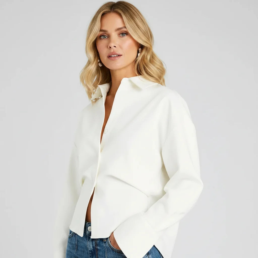 Boxy Cropped Button-Down Shirt