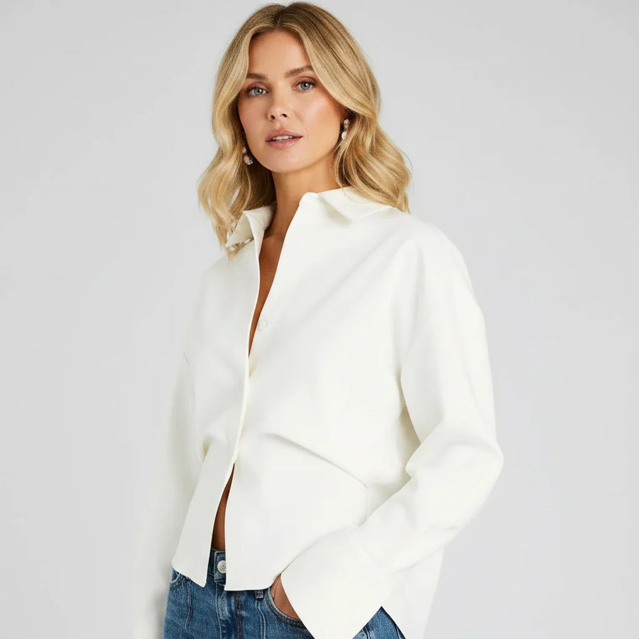 Boxy Cropped Button-Down Shirt
