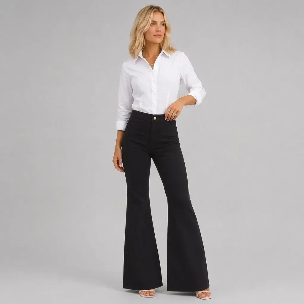 High Waisted Flare Jeans with Pockets