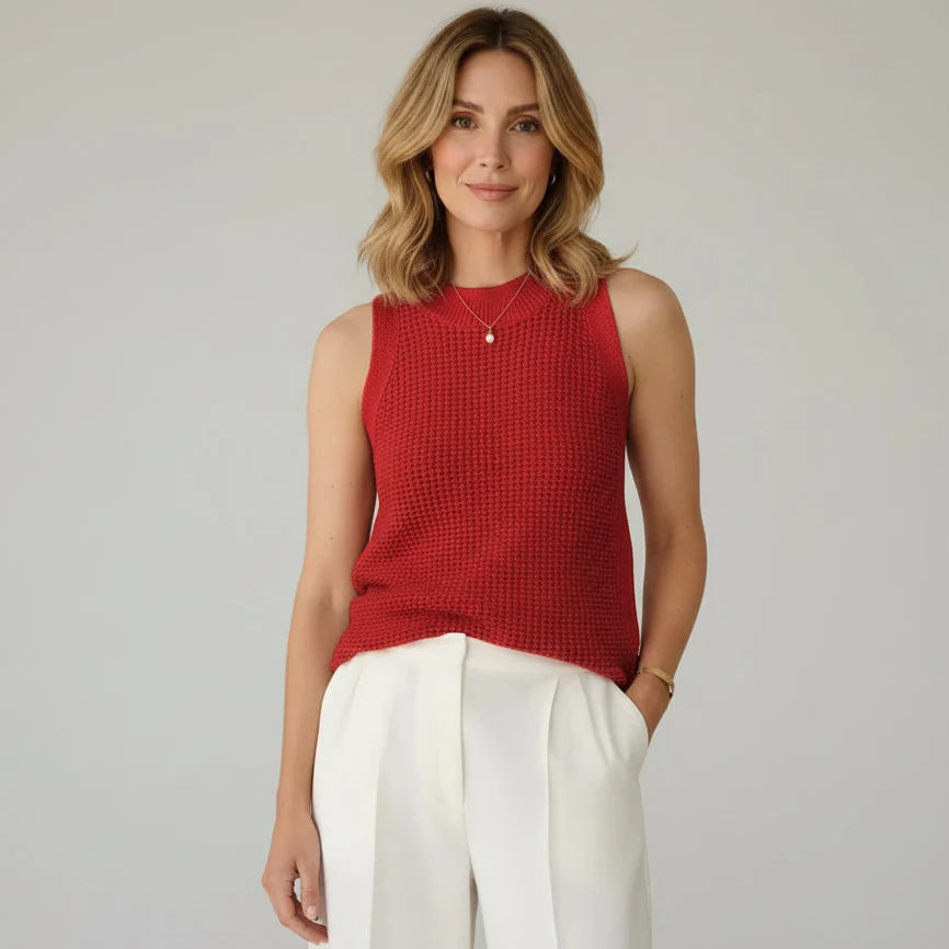 Loose Knit Tank Top with Crew Neck