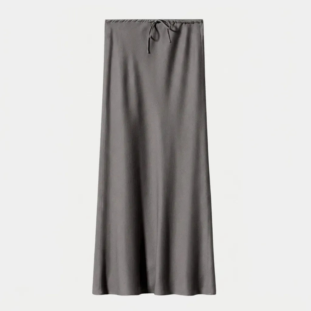 Drawstring Maxi Skirt with A-Line Silhouette