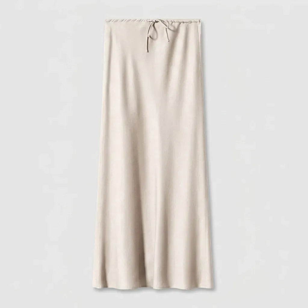 Drawstring Maxi Skirt with A-Line Silhouette