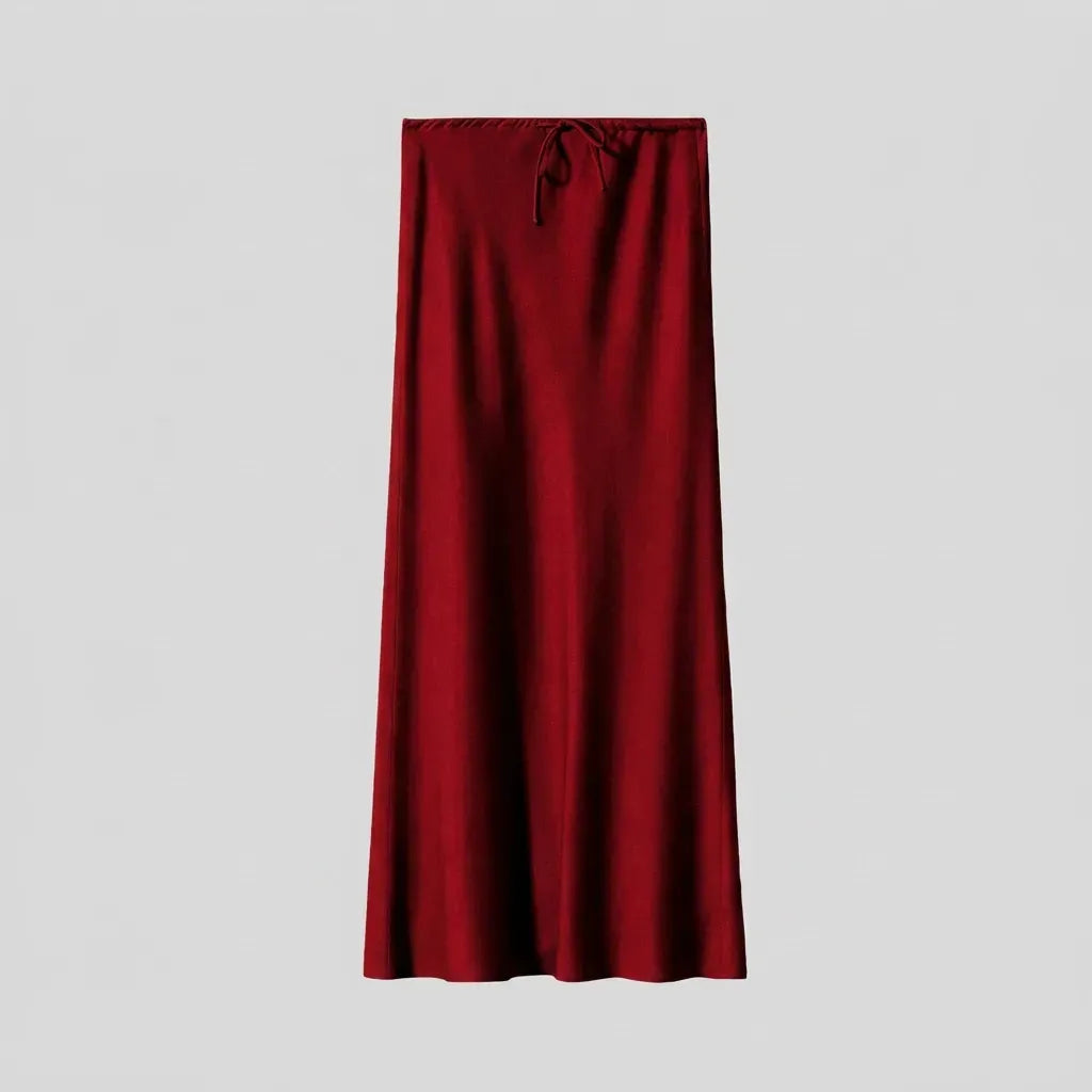 Drawstring Maxi Skirt with A-Line Silhouette