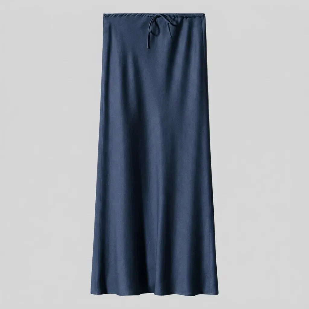 Drawstring Maxi Skirt with A-Line Silhouette