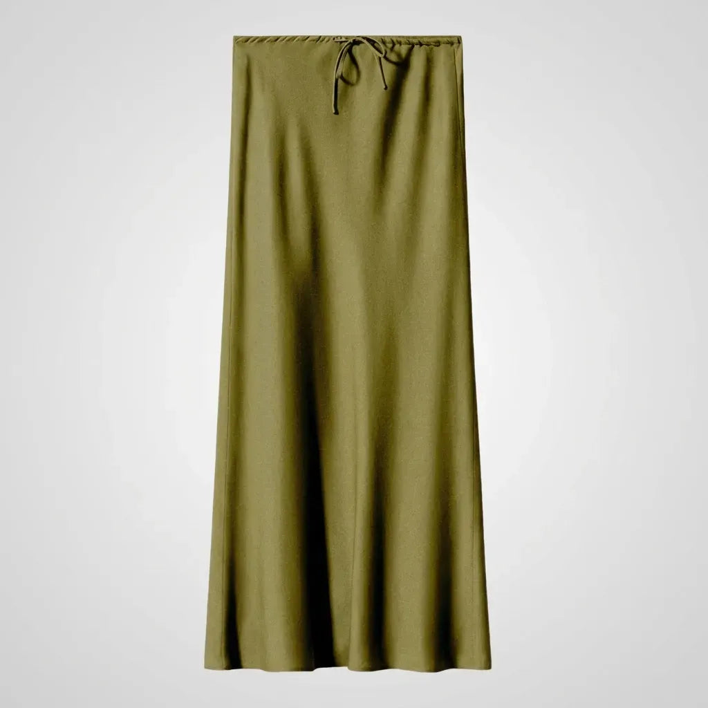 Drawstring Maxi Skirt with A-Line Silhouette