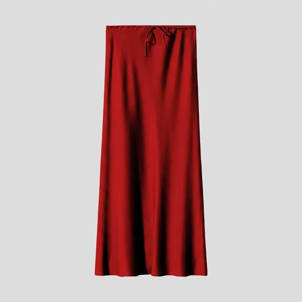 Drawstring Maxi Skirt with A-Line Silhouette