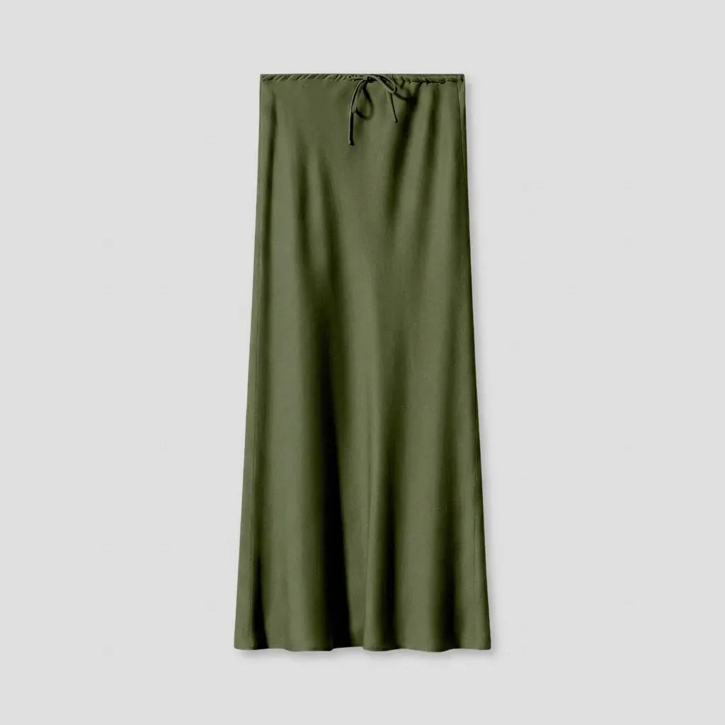 Drawstring Maxi Skirt with A-Line Silhouette