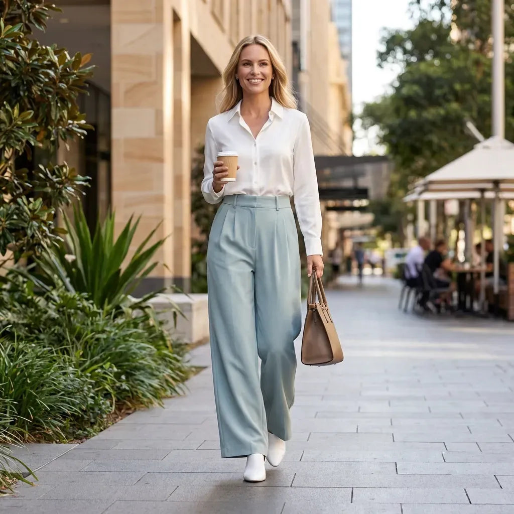 Full-Length Tailored Wide-Leg Trousers
