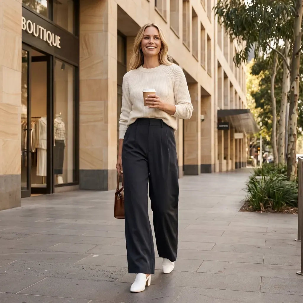 Full-Length Tailored Wide-Leg Trousers